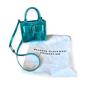 Brandon Blackwood Kuei Bag in Metallic Blue Leather with Silver Hardware